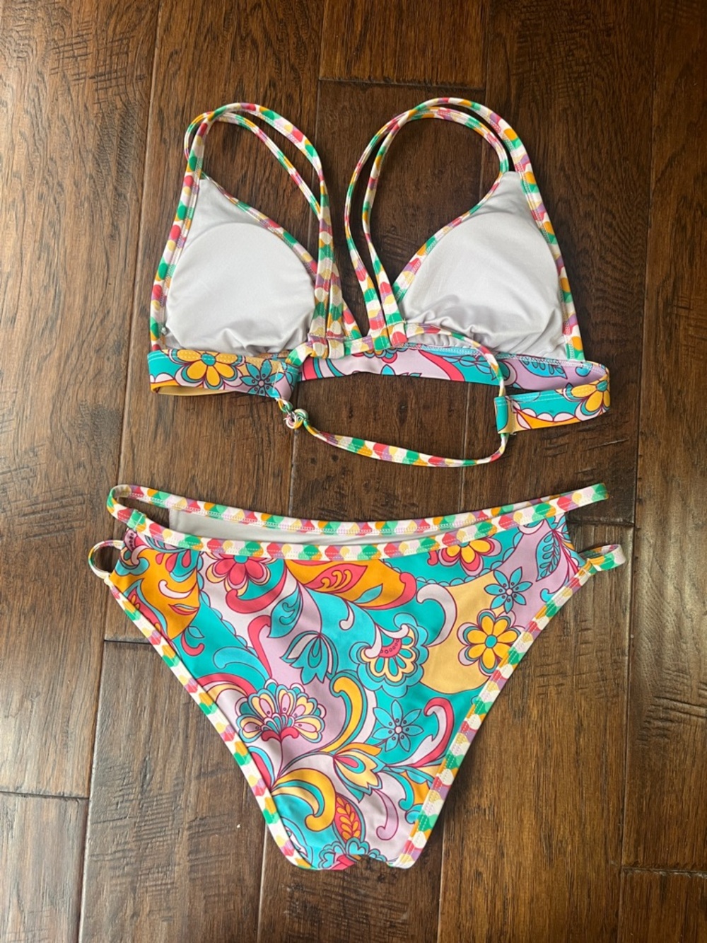 Floral Multicolor String Bikini Set - Picture 2 of 3